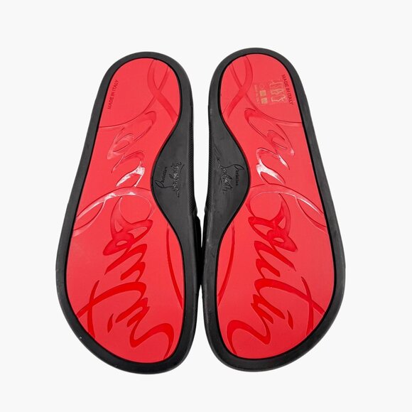 Christian Louboutin 'Navy Pool' Slide Sandals Size 37 US 7 Black Velvet Logo 33 - Picture 3 of 12